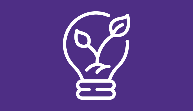 White lightbulb icon on a Northwestern purple background.