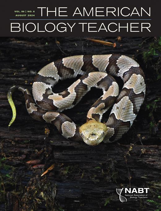 Cover of American Biology Teacher featuring a coiled snake.