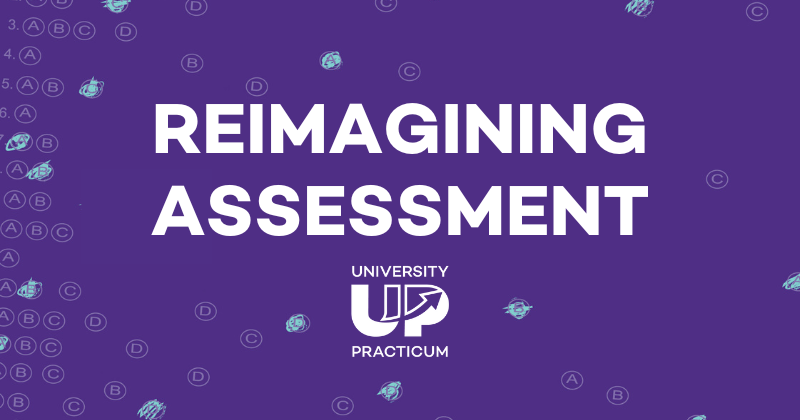 Reimagining Assessment in white text on a dynamic purple background.
