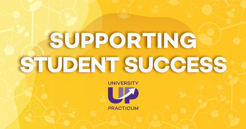 Supporting Student Success in white text on a dynamic yellow background.